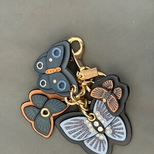 Coach Butterfly Keychain - Black, Blue, Orange